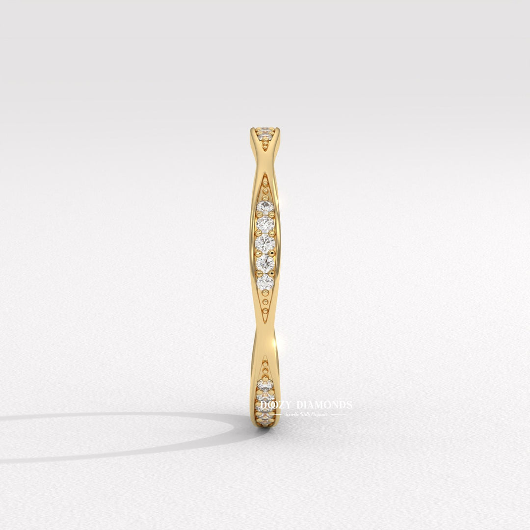Round Lab Grown Tapered Pave Diamond Full Eternity Wedding Band