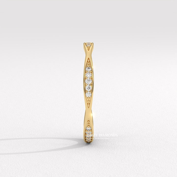 Round Lab Grown Tapered Pave Diamond Full Eternity Wedding Band
