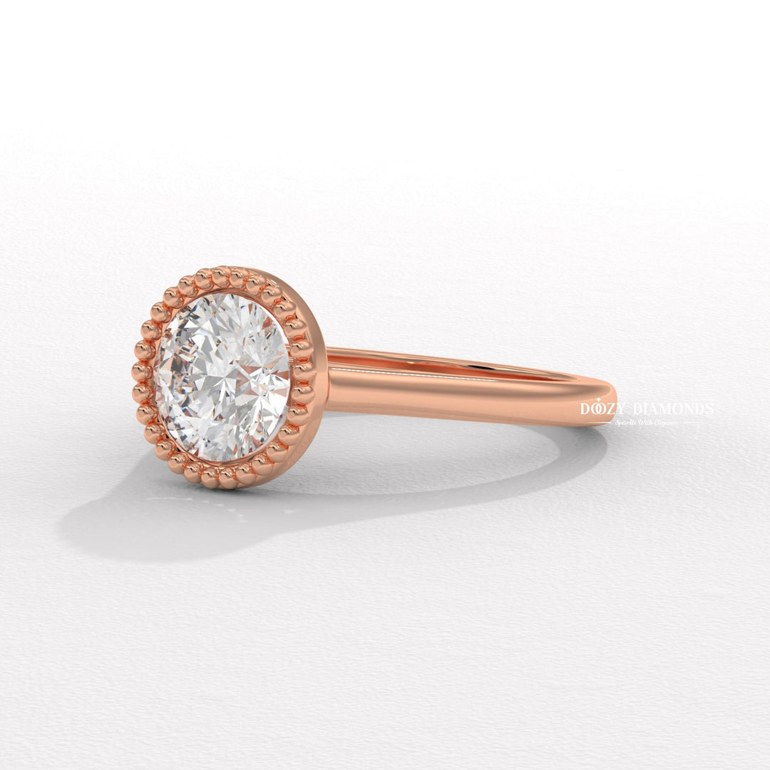 Vintage Bezel Solitaire Round Cut Diamond Engagement Ring