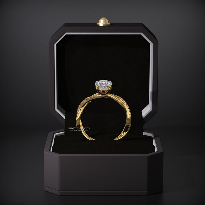 Cushion Lab Grown E/VVS1 Hidden Halo Diamond Infinity Pave Engagement Ring