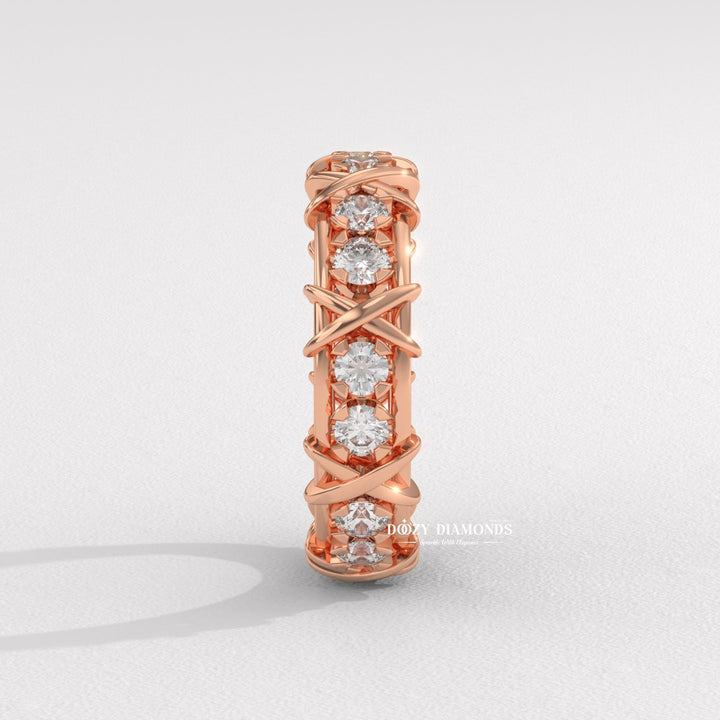 Full Eternity Wedding Band - 3.50MM Round Brilliant Cut EF/VS Lab Created Diamond Stackable Matching Band