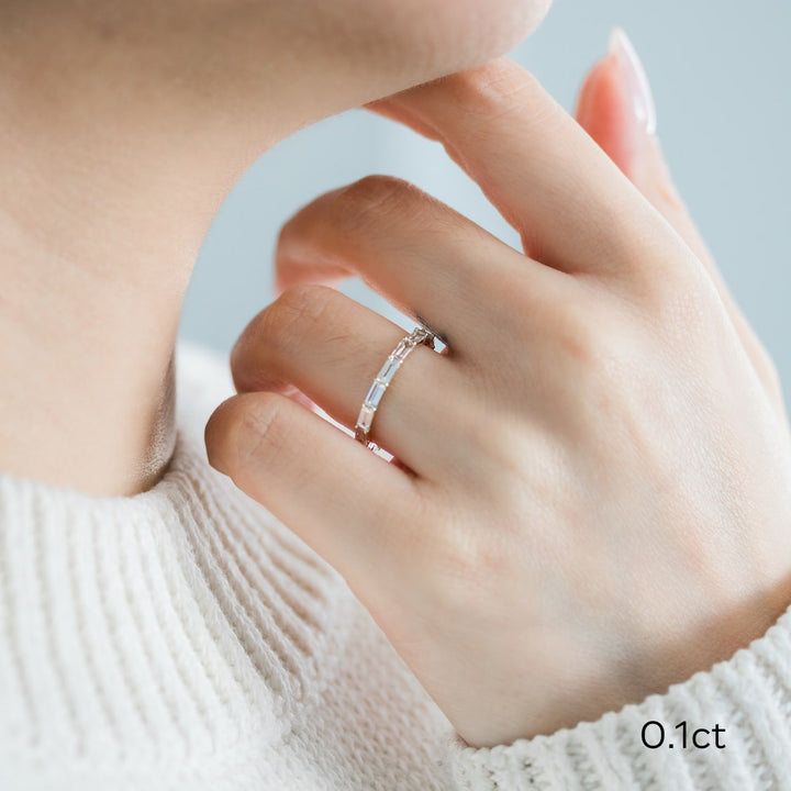Baguette Cut DE-VS1 Lab Grown Diamond Full Eternity Wedding Band