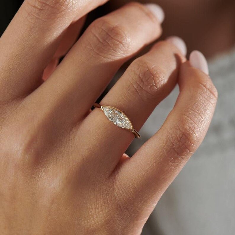 1.0CT - 2.0CT East To West Style Marquise Cut Lab Grown Diamond Engagement Ring - Doozy Diamonds