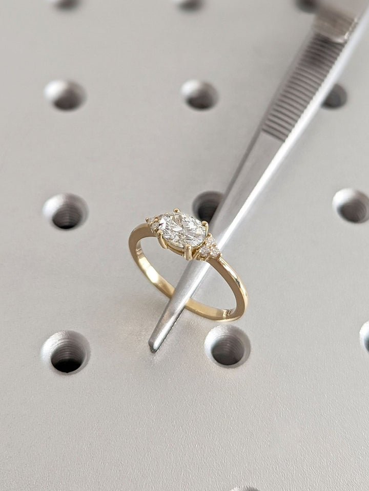 premium oval cluster diamond ring