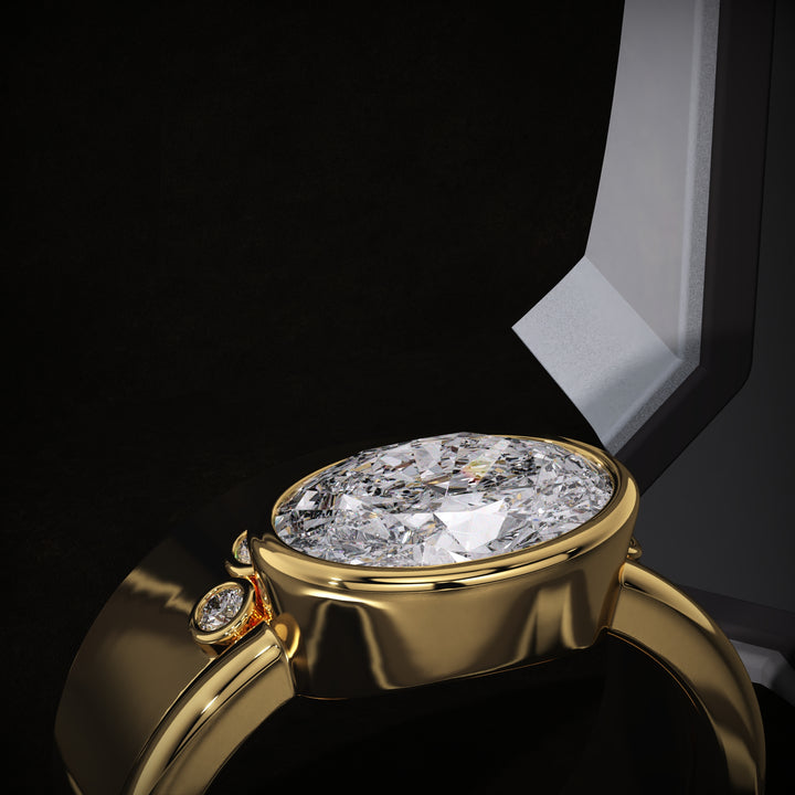 east west oval diamond ring