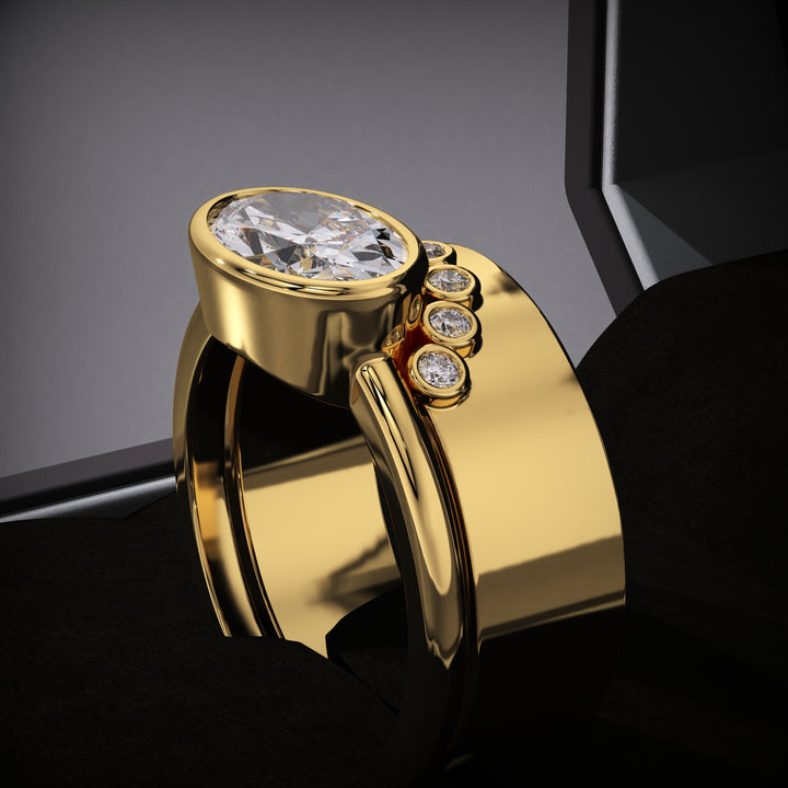 east west oval engagement ring