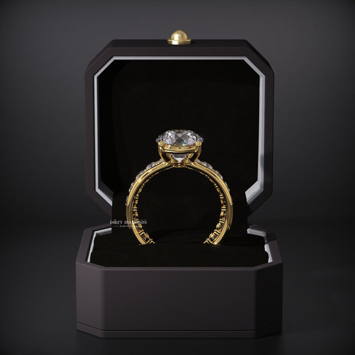 Round Lab Grown Solitaire Engagement Ring & Eternity Stacking Wedding Band