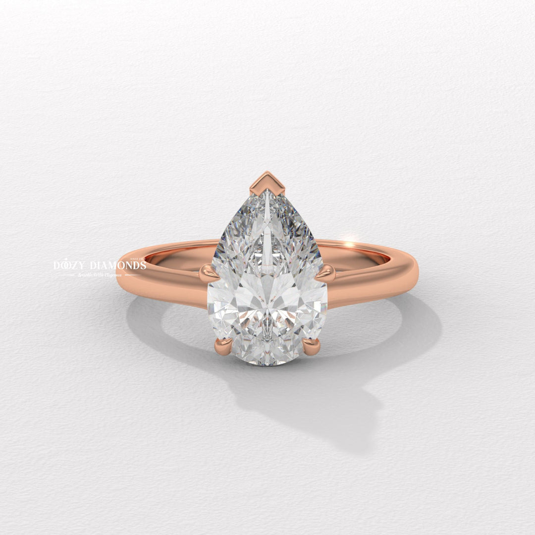 eco friendly engagement ring, conflict free diamond ring, luxury bridal accessory, engagement ring for bride, wedding jewelry for women, sparkling pear diamond, forever love ring,
