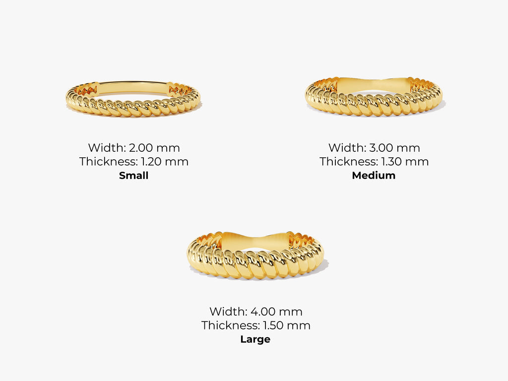 4mm Twist Rope Wedding Band For Women 14k Solid Gold