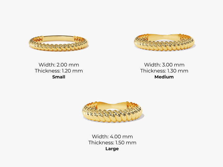 4mm Twist Rope Wedding Band For Women 14k Solid Gold