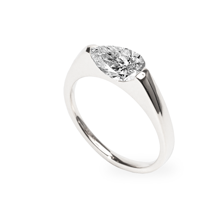 1.0CT-2.0CT Pear Cut Lab Grown Diamond Tension Set Engagement Ring