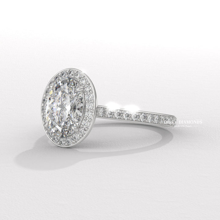 elegant diamond ring, bridal diamond ring, oval center diamond ring, engagement ring with halo, oval solitaire engagement ring, luxury diamond jewelry, eco friendly engagement ring,