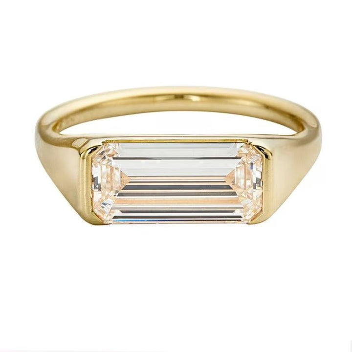 2.50CT - 3.50CT Long Emerald Cut Lab Grown East West Diamond Engagement Ring - Doozy Diamonds