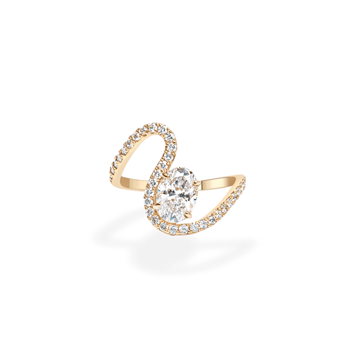 1.0CT - 2.0CT Oval Cut Lab Grown Diamond Wave Engagement Ring for Women - Doozy Diamonds