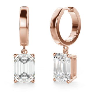 Emerald Cut Moissanite Diamond Solitaire Drop Earrings For Women