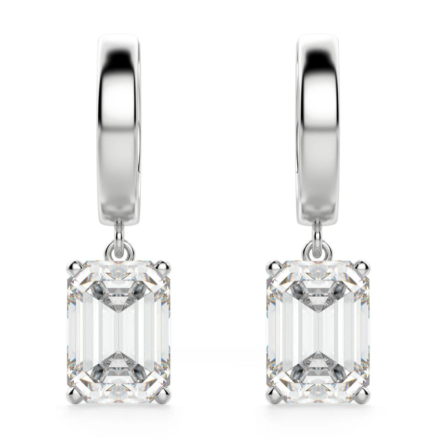 Emerald Cut Moissanite Diamond Solitaire Drop Earrings For Women