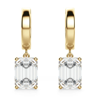 Emerald Cut Moissanite Diamond Solitaire Drop Earrings For Women