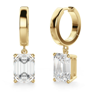 Emerald Cut Moissanite Diamond Solitaire Drop Earrings For Women