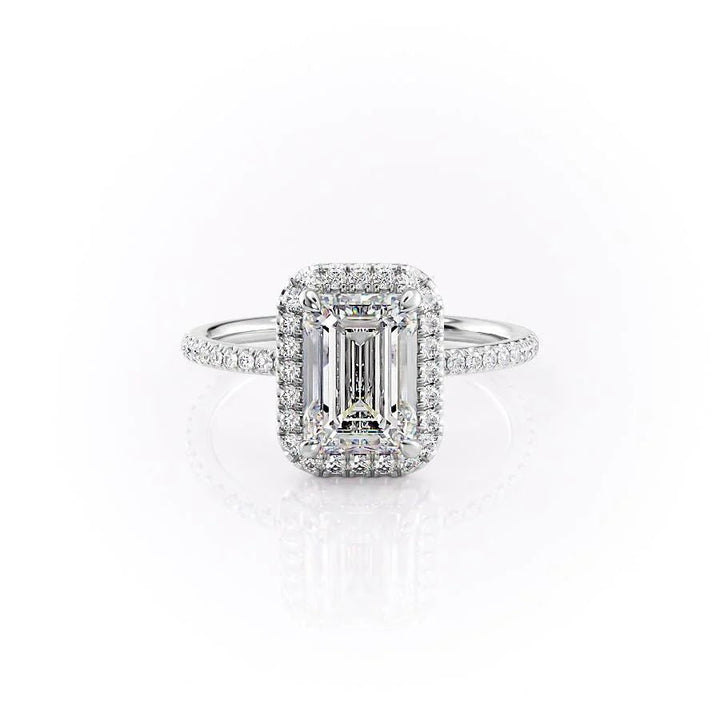 CVD emerald diamond engagement ring for her,