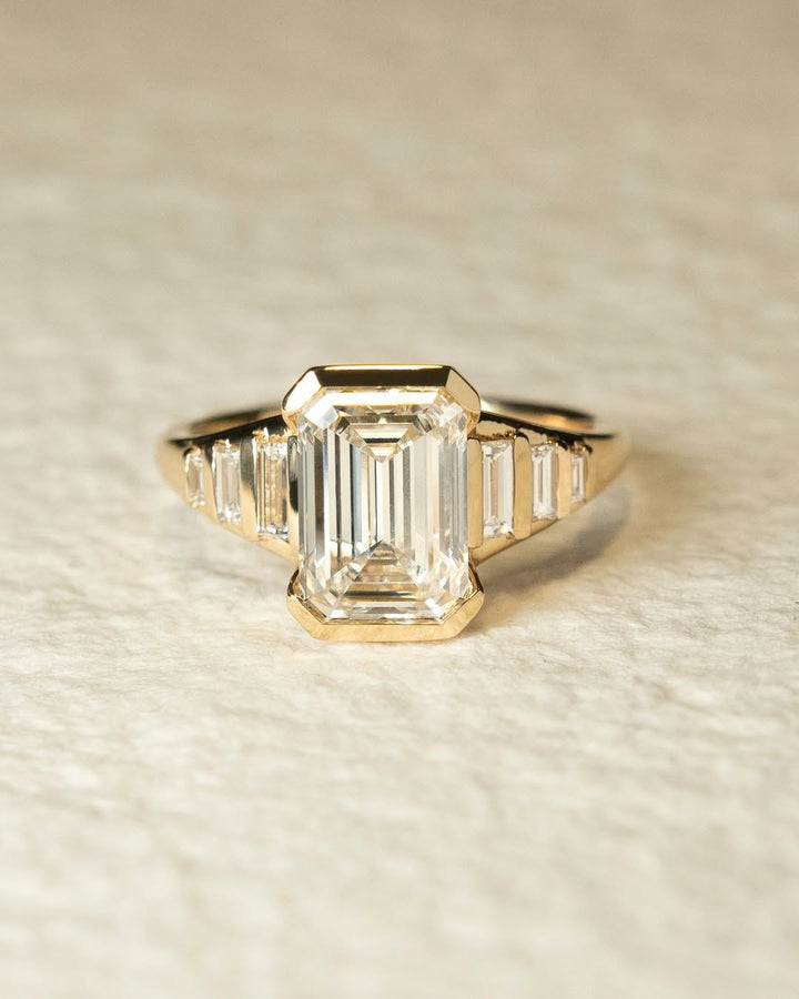 1.0 - 3.0 CT Emerald Cut Lab Grown Diamond Seven Stone Engagement Ring - Doozy Diamonds