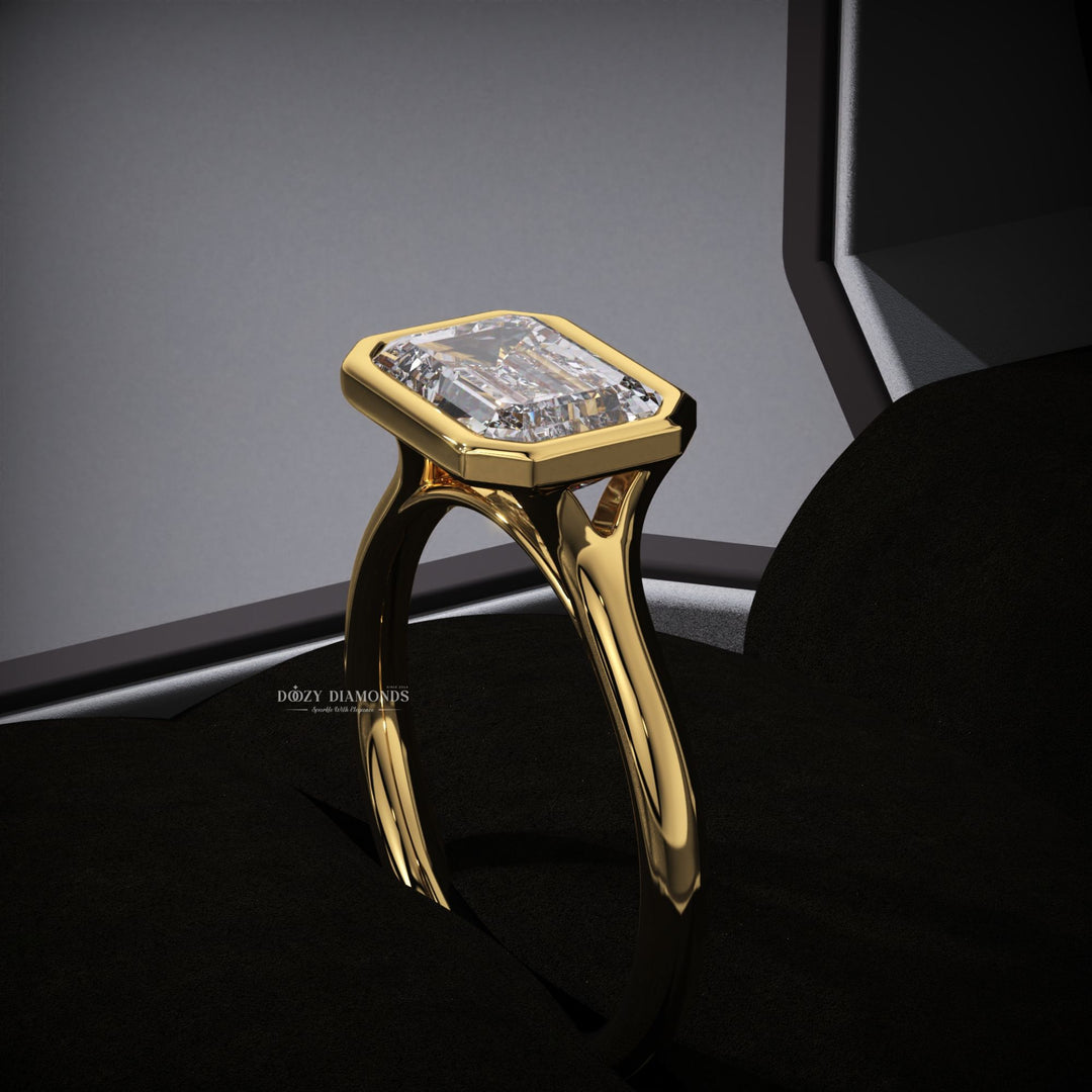 emerald cut lab diamond
modern engagement ring
unique bridal ring
minimalist diamond ring
luxury lab diamond ring
fine jewelry engagement ring