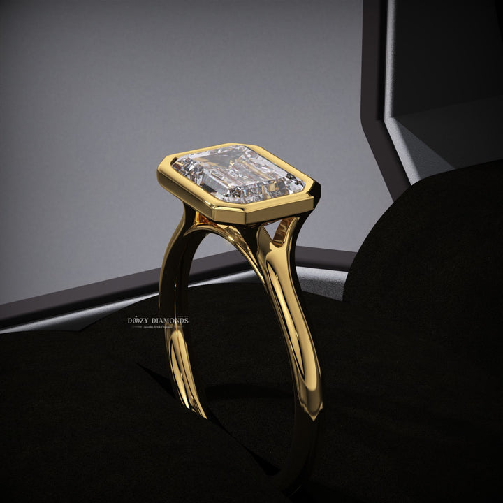 emerald cut lab diamond
modern engagement ring
unique bridal ring
minimalist diamond ring
luxury lab diamond ring
fine jewelry engagement ring