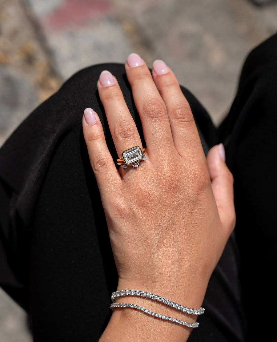 1.0 - 3.0 CT Emerald Cut Lab Grown Diamond Bezel Solitaire Engagement Ring - Doozy Diamonds
