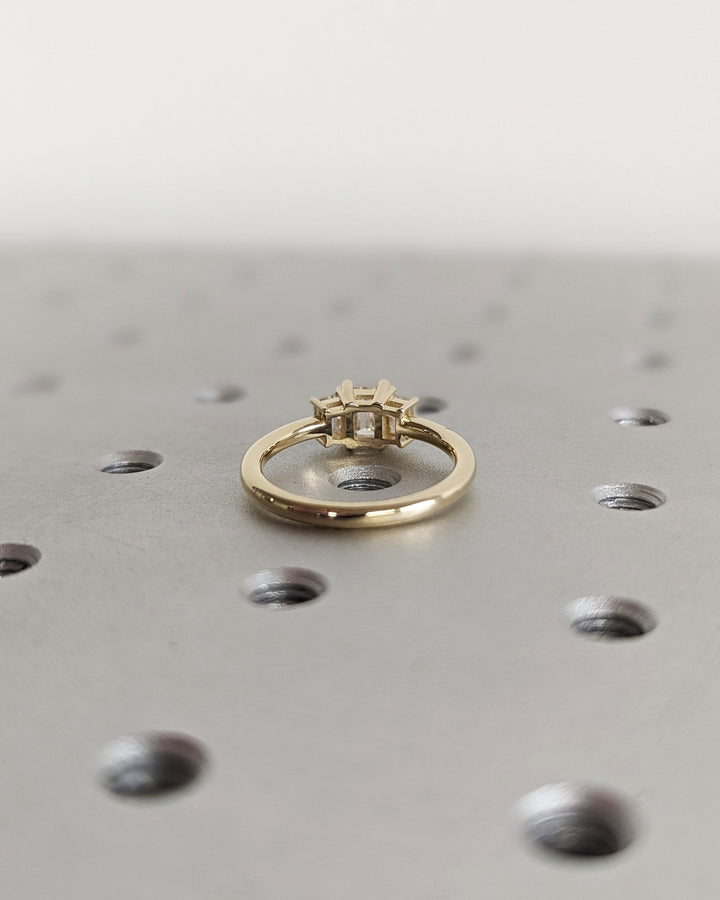 emerald cut lab created diamond ring,
