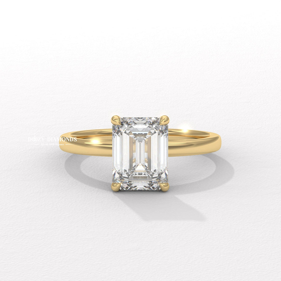 emerald diamond engagement ring, EF VVS diamond ring, emerald lab grown diamond,