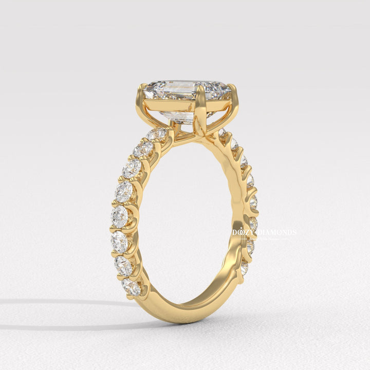 emerald wedding band, pave wedding ring, lab grown wedding ring, lab diamond wedding band,