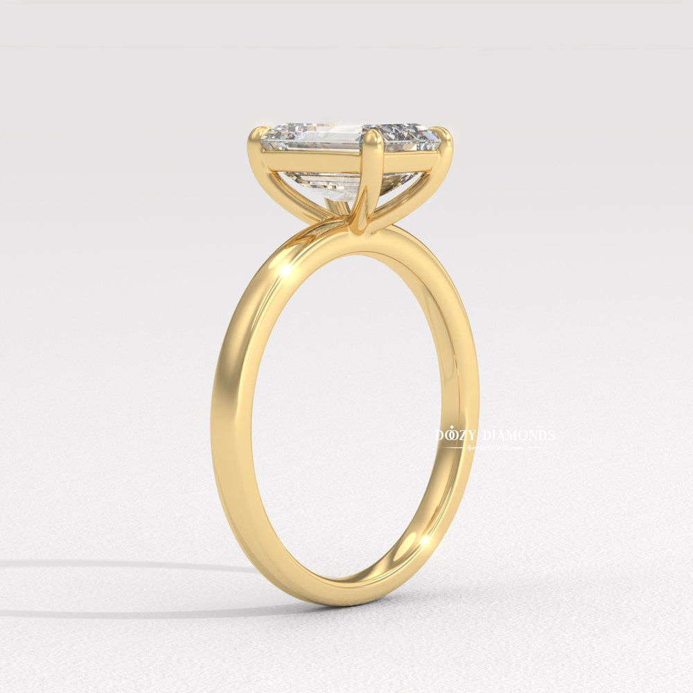 EF VVS diamond ring, emerald lab grown diamond, emerald lab diamond ring, step cut solitaire ring, emerald center stone ring, luxury emerald ring, emerald proposal ring,