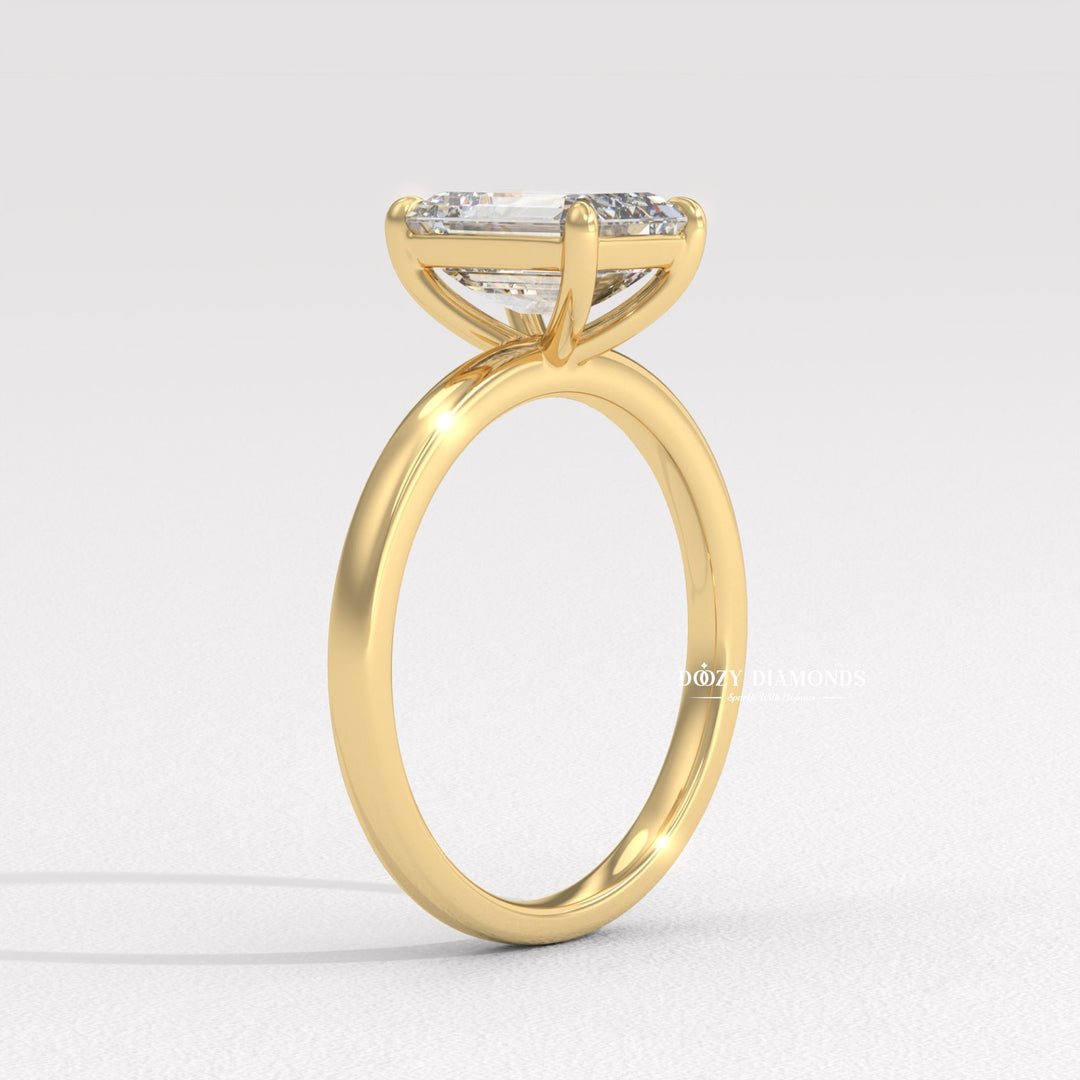 EF VVS diamond ring, emerald lab grown diamond, emerald lab diamond ring, step cut solitaire ring, emerald center stone ring, luxury emerald ring, emerald proposal ring,