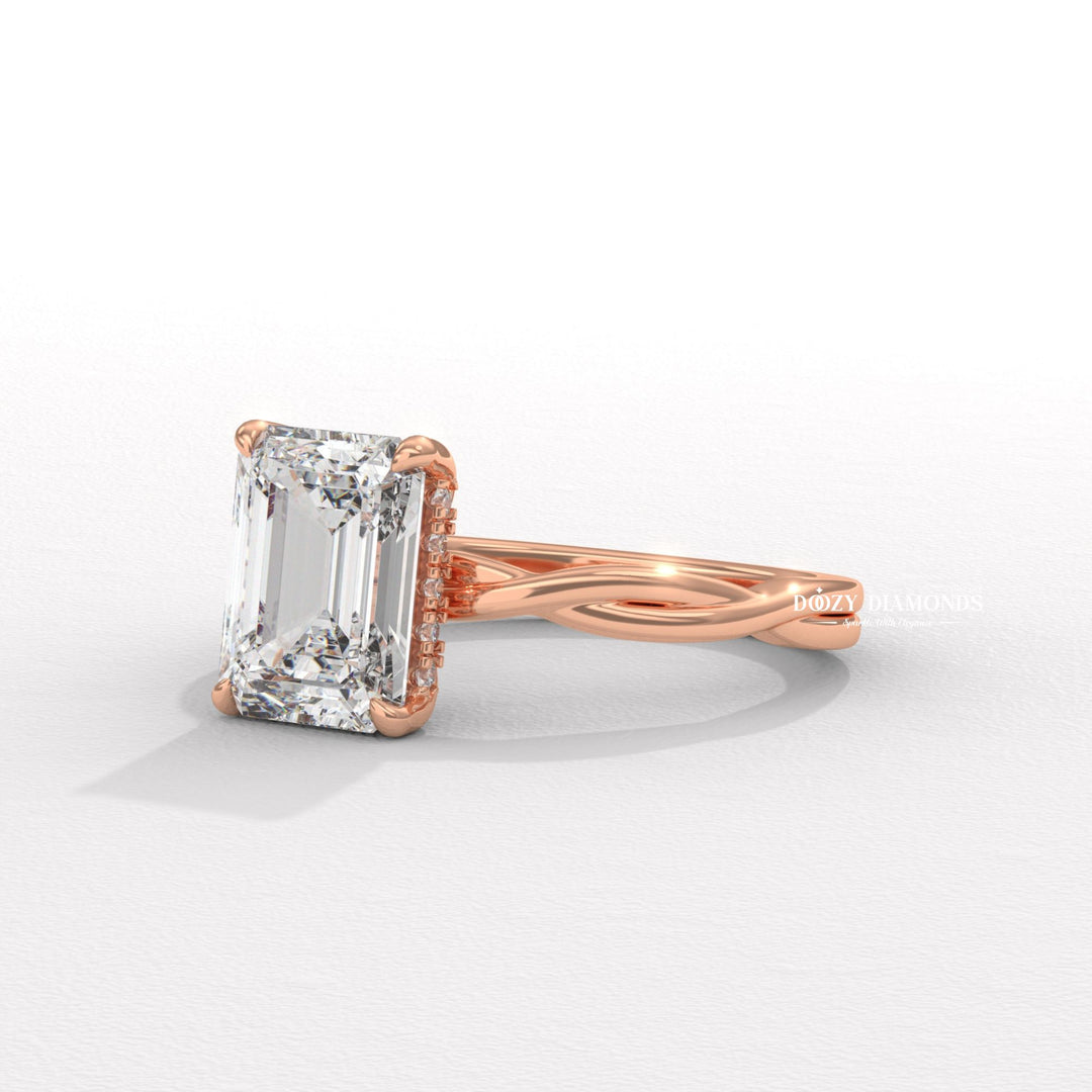 emerald cathedral ring, emerald solitaire engagement ring, emerald bezel ring, emerald prong set ring, floral diamond ring, flower engagement ring, nature wedding ring, garden inspired ring, organic design ring, twig engagement ring, woodland engagement ring, rose inspired ring,