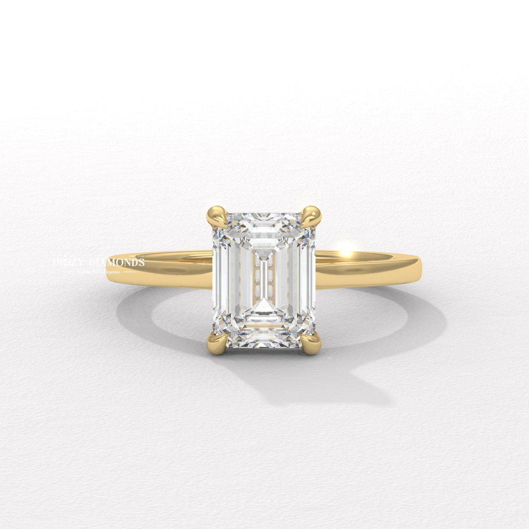 emerald cut engagement ring, hidden halo diamond ring, emerald diamond ring, emerald lab grown diamond ring, emerald lab diamond ring, step cut diamond ring, hidden halo engagement ring