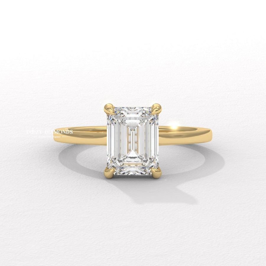 emerald cut engagement ring, hidden halo diamond ring, emerald diamond ring, emerald lab grown diamond ring, emerald lab diamond ring, step cut diamond ring, hidden halo engagement ring
