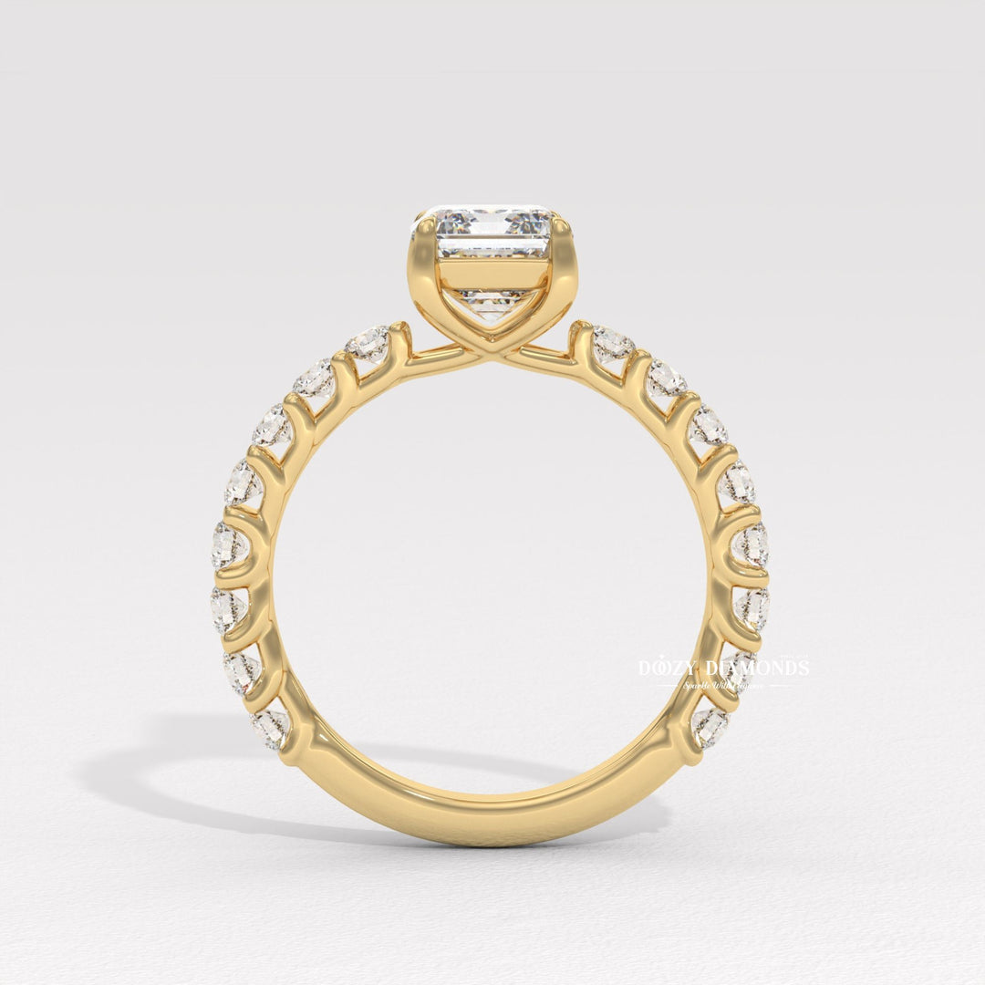 step cut diamond ring, emerald engagement ring, diamond wedding ring, wedding ring for women, bridal diamond band, diamond eternity style ring, luxury wedding band,