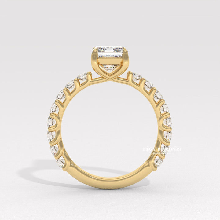 step cut diamond ring, emerald engagement ring, diamond wedding ring, wedding ring for women, bridal diamond band, diamond eternity style ring, luxury wedding band,