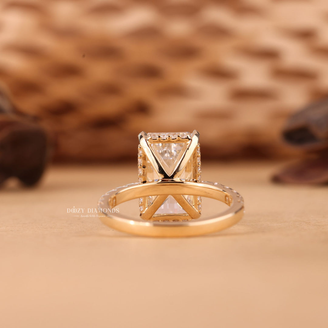 3.0CT - 4.0CT Emerald Cut E/VS2 Lab Grown Diamond Hidden Halo Engagement Ring - Doozy Diamonds