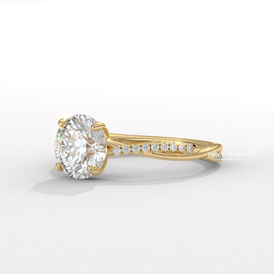 , round engagement ring, infinity bridal ring,