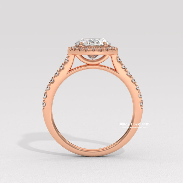 Made-to-order engagement ring, Personalized engagement ring, Exclusive engagement ring, Engraved engagement ring, Halo diamond engagement ring, 