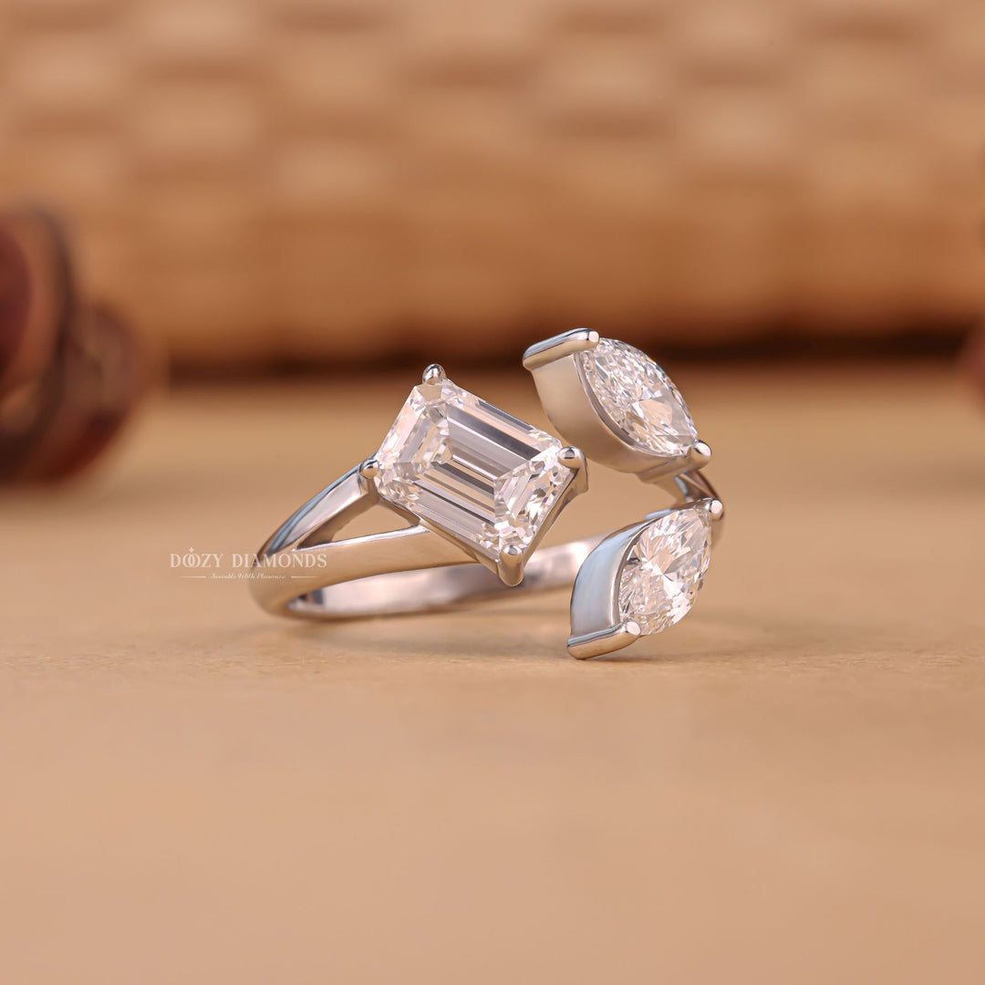 Three-stone moissanite engagement ring, Three-stone ring in 14K gold, Buy princess cut three-stone ring, Oval cut three-stone engagement ring, Exclusive three-stone diamond rings, 