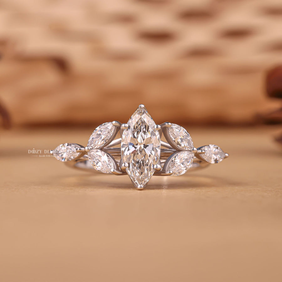 engagement ring, Marquise classic engagement ring, Marquise modern engagement ring, Marquise three-stone engagement ring, Marquise side stone engagement ring, 