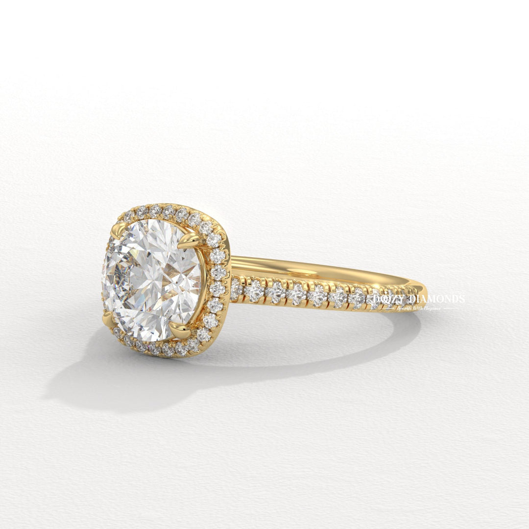 Round cut engagement ring
Diamond halo engagement ring
Lab diamond engagement ring
Round halo ring
