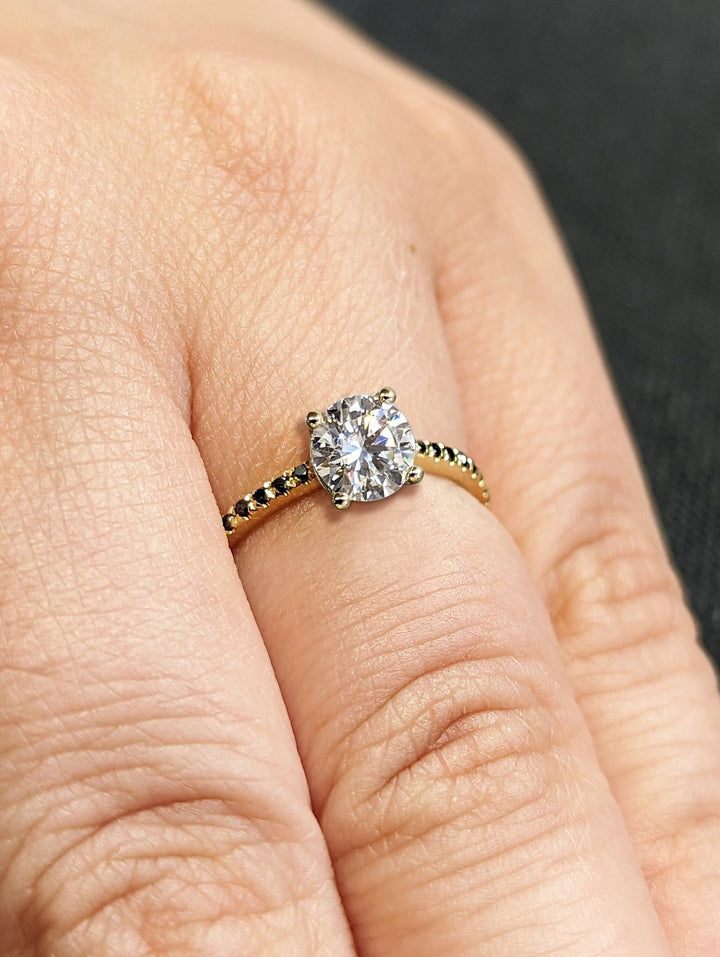 modern round engagement ring,