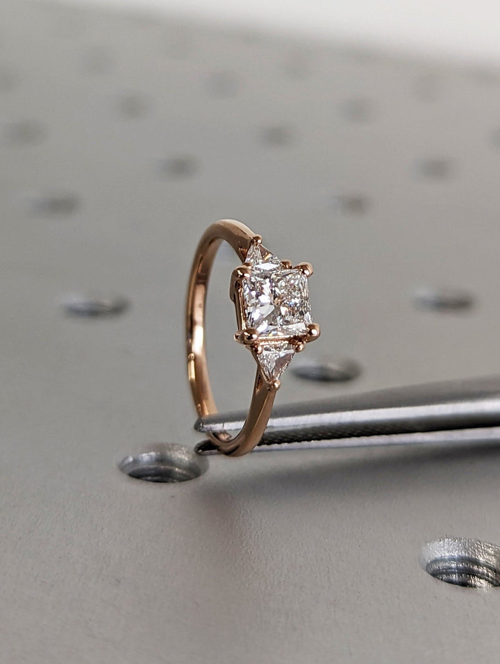 0.50CT Princess Cut Three Stone Lab Grown Diamond Engagement Ring For Her - Doozy Diamonds
