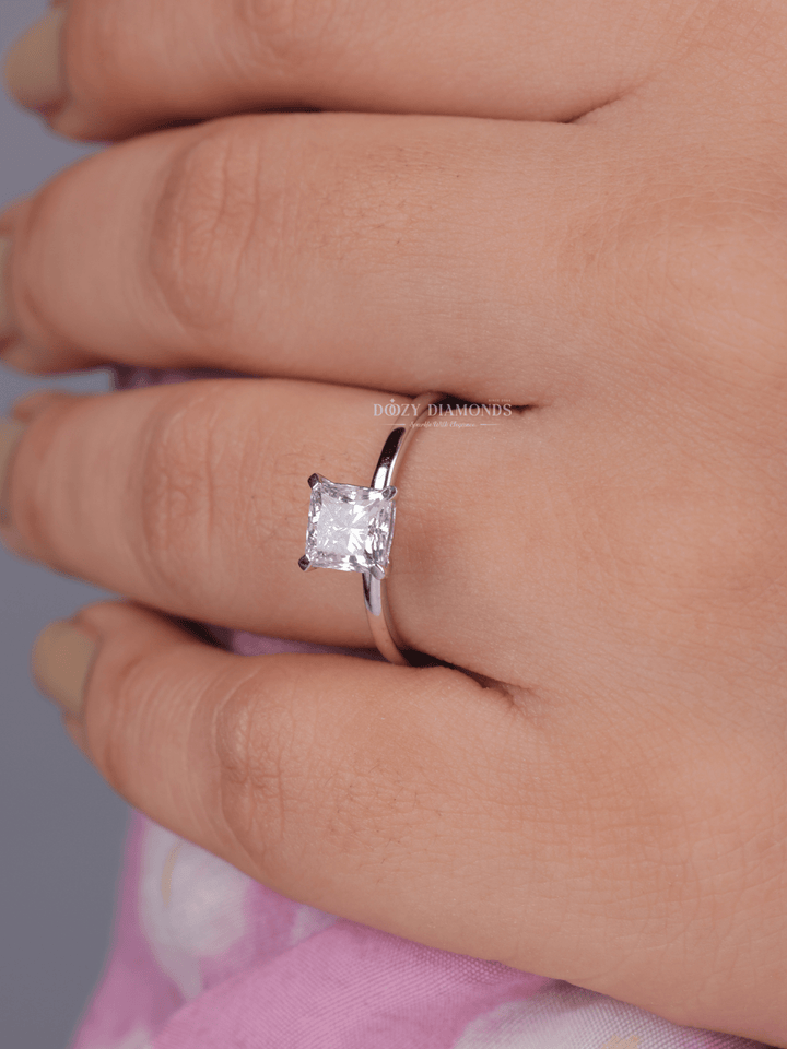 0.75ct - 1.0ct Princess Cut Lab Grown Diamond Solitaire Engagement Ring - Doozy Diamonds