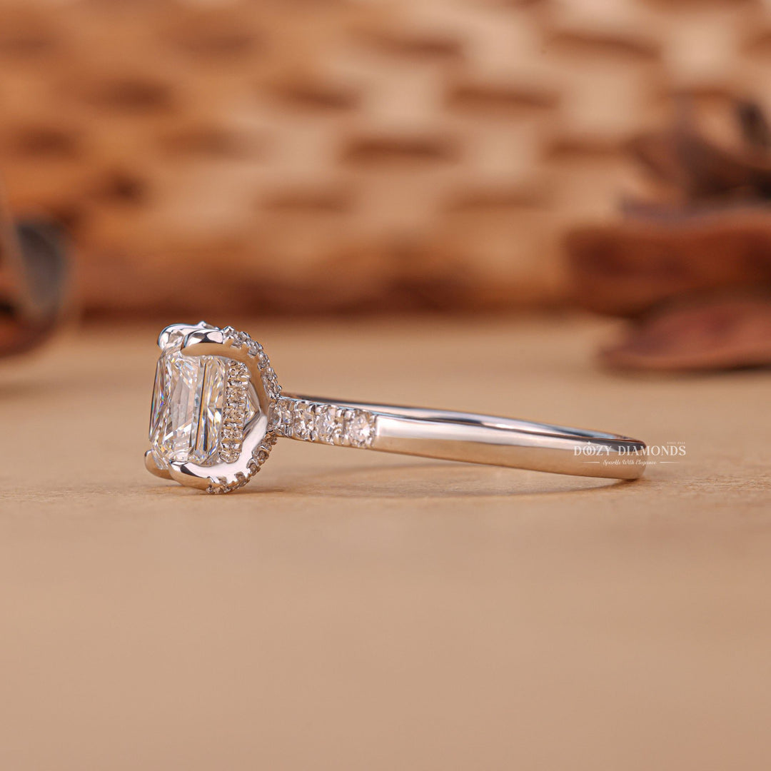 1.0CT - 2.0CT Princess Cut F/VS1 Lab Grown Hidden Halo Diamond Engagement Ring - Doozy Diamonds