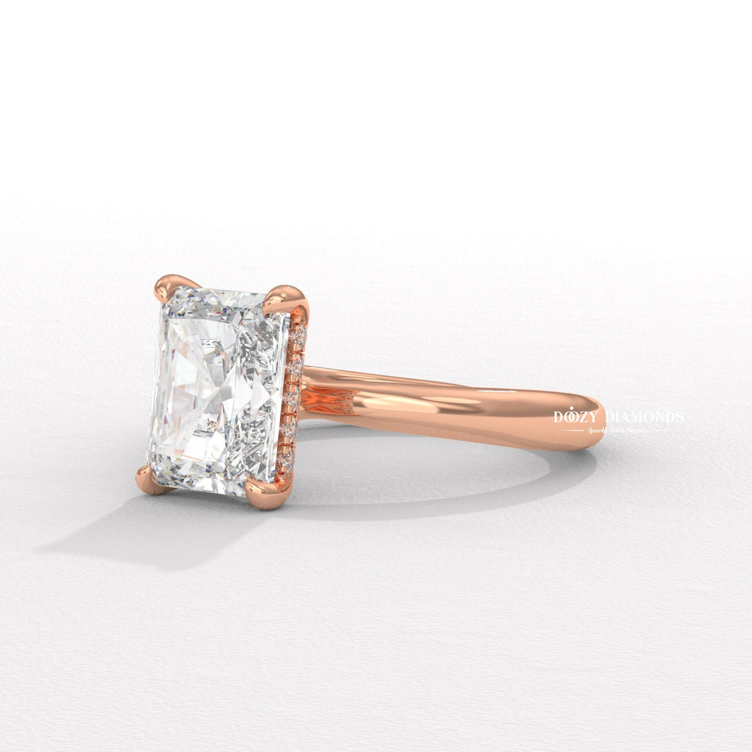 classic engagement ring, modern engagement ring, romantic proposal ring, radiant center stone ring, engagement jewelry, bridal accessories, luxury bridal ring, handcrafted engagement ring,