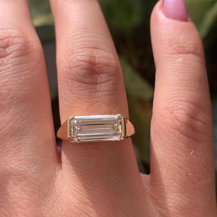 2.50CT - 3.50CT Long Emerald Cut Lab Grown East West Diamond Engagement Ring - Doozy Diamonds