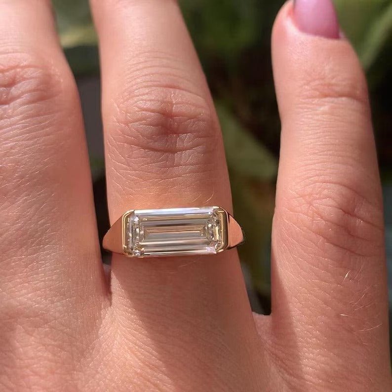 2.50CT - 3.50CT Long Emerald Cut Lab Grown East West Diamond Engagement Ring - Doozy Diamonds